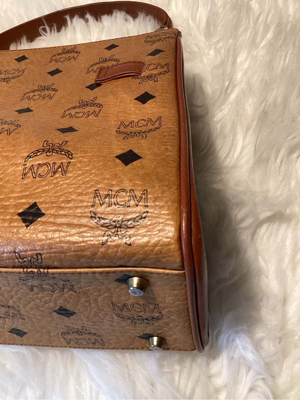 Vintage MCM Cognac Visetos Logo Top-Handle Bag - Picture 7 of 15
